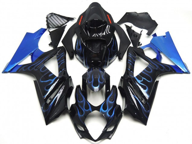 Custom Blue and Black Flame - 2007-2008 Suzuki GSXR 1000 Custom Blue and Black Flame - 2007-2008 Suzuki GSXR 1000