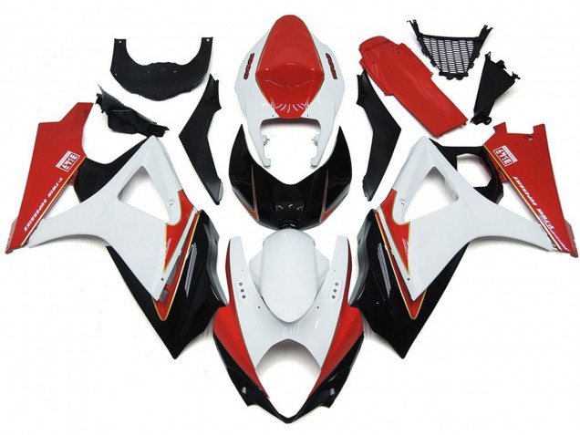 Custom Red and White with Black - 2007-2008 Suzuki GSXR 1000 Custom Red and White with Black - 2007-2008 Suzuki GSXR 1000