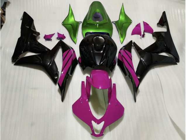 Gloss Black & Pink and Green Accents - 2007-2008 Honda CBR600RR Gloss Black & Pink and Green Accents - 2007-2008 Honda CBR600RR