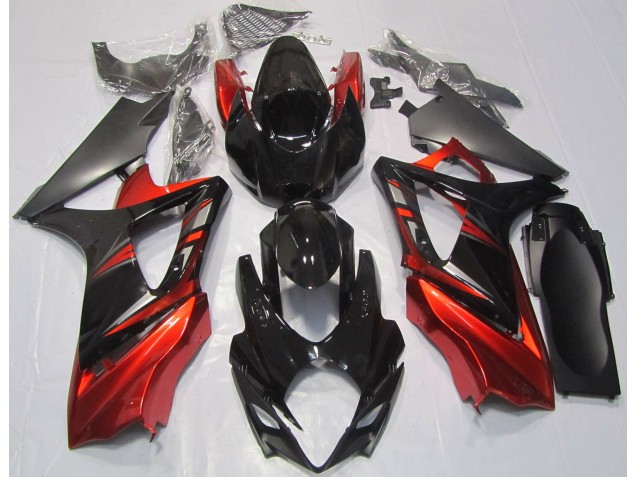 Gloss Black and Red - 2007-2008 Suzuki GSXR 1000 Gloss Black and Red - 2007-2008 Suzuki GSXR 1000