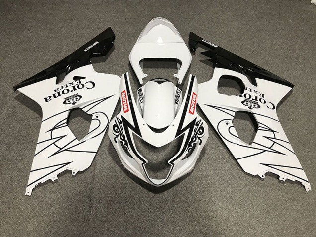 Gloss Black and White Corona Style - 2004-2005 Suzuki GSXR 600-750