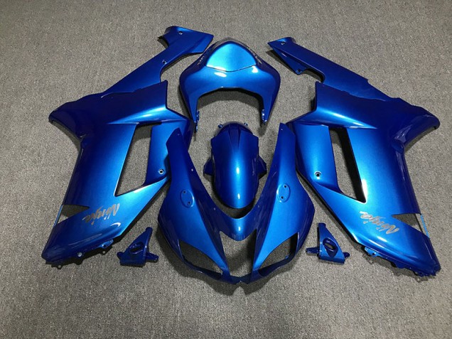 Gloss Blue & Chrome Logos - 2007-2008 Kawasaki ZX6R Gloss Blue & Chrome Logos - 2007-2008 Kawasaki ZX6R