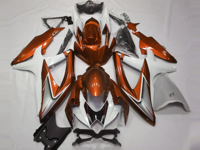 Gloss Orange and White - 2008-2010 Suzuki GSXR 600-750 Gloss Orange and White - 2008-2010 Suzuki GSXR 600-750