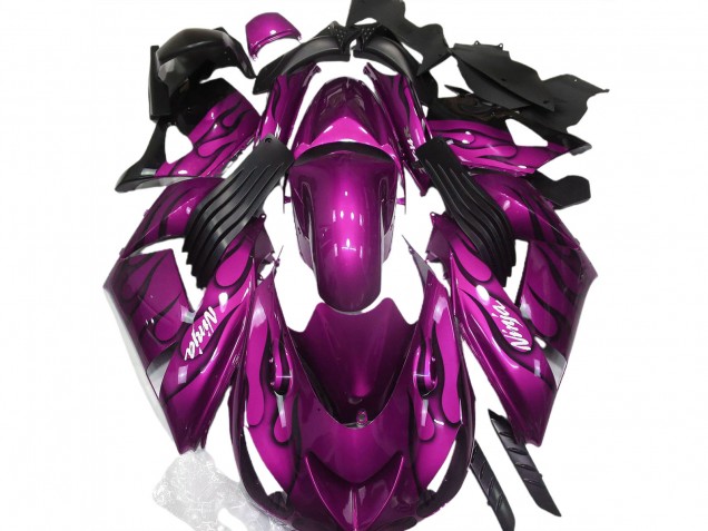 Gloss Pink & Flame - 2006-2011 Kawasaki ZX14R Gloss Pink & Flame - 2006-2011 Kawasaki ZX14R