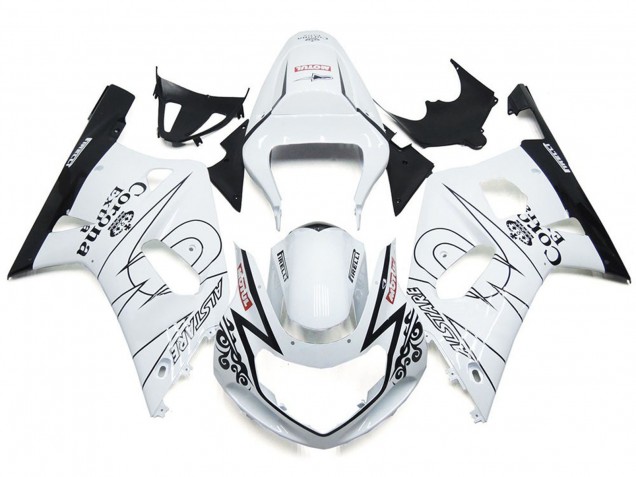 Gloss White Corona and Black - 2001-2003 Suzuki GSXR 600-750 Gloss White Corona and Black - 2001-2003 Suzuki GSXR 600-750