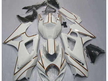 Gloss White Orange Pin Stripe - 2007-2008 Suzuki GSXR 1000