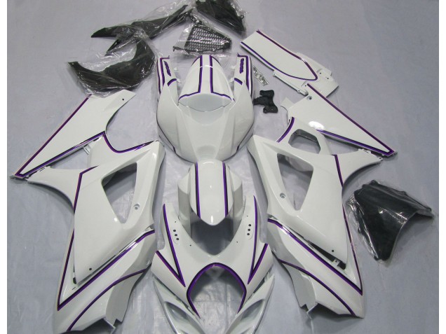 Gloss White Purple Pin Stripe - 2007-2008 Suzuki GSXR 1000 Gloss White Purple Pin Stripe - 2007-2008 Suzuki GSXR 1000