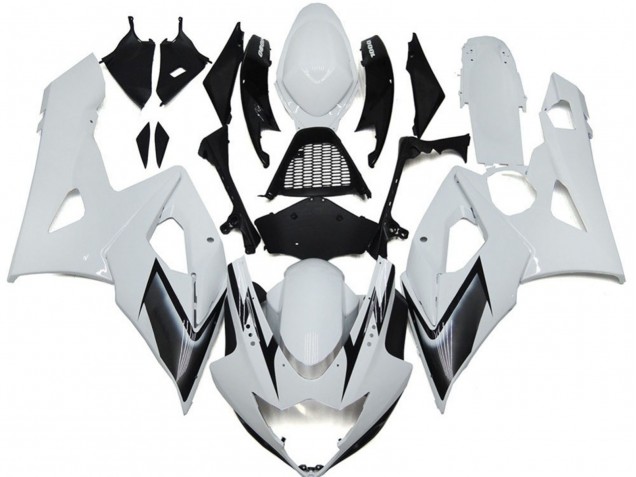 Gloss White Style with Silver Hints - 2005-2006 Suzuki GSXR 1000 Gloss White Style with Silver Hints - 2005-2006 Suzuki GSXR 1000
