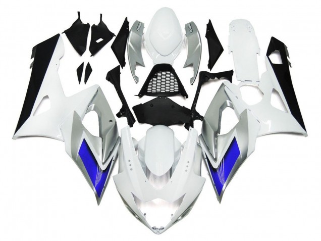 Gloss White Style with Silver Hints and Blue - 2005-2006 Suzuki GSXR 1000 Gloss White Style with Silver Hints and Blue - 2005-2006 Suzuki GSXR 1000