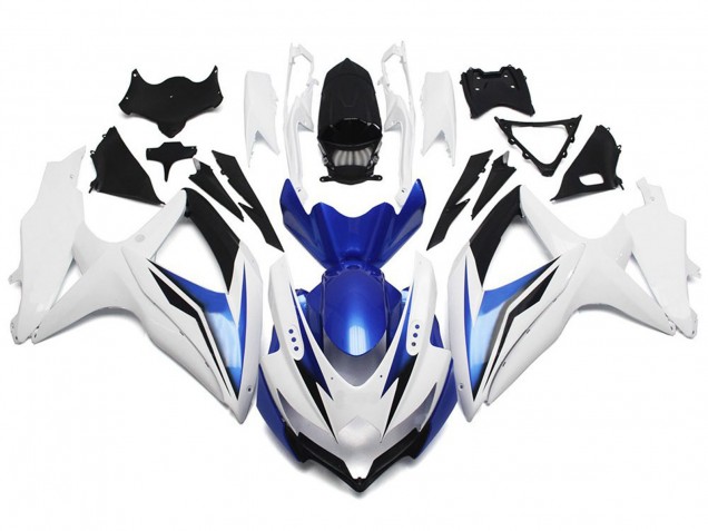 Gloss White With Silver and Blue - 2008-2010 Suzuki GSXR 600-750 Gloss White With Silver and Blue - 2008-2010 Suzuki GSXR 600-750