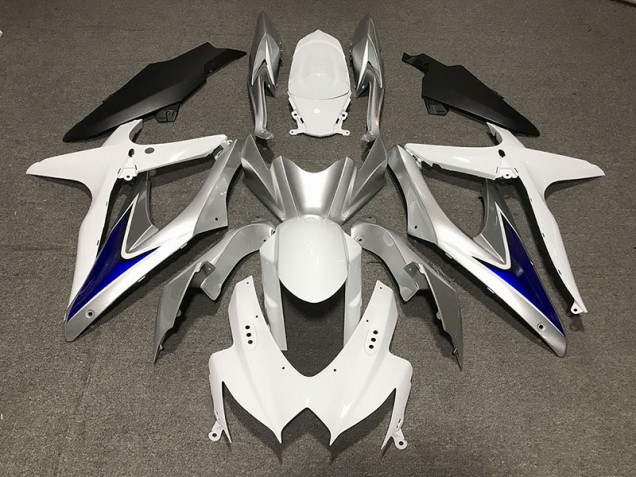 Gloss White With Silver and blue Matte Black Lower - 2008-2010 Suzuki GSXR 600-750
