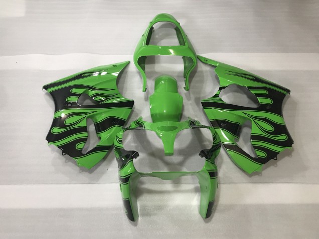 Green & Black Flame - 2000-2002 Kawasaki ZX6R
