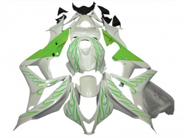Lime Green Flame on White - 2007-2008 Honda CBR600RR