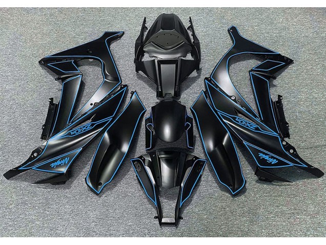 Matte Black & Blue Lining - 2011-2015 Kawasaki ZX10R
