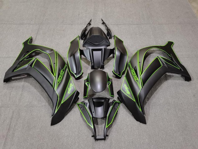 Matte Black & Green Lining - 2011-2015 Kawasaki ZX10R