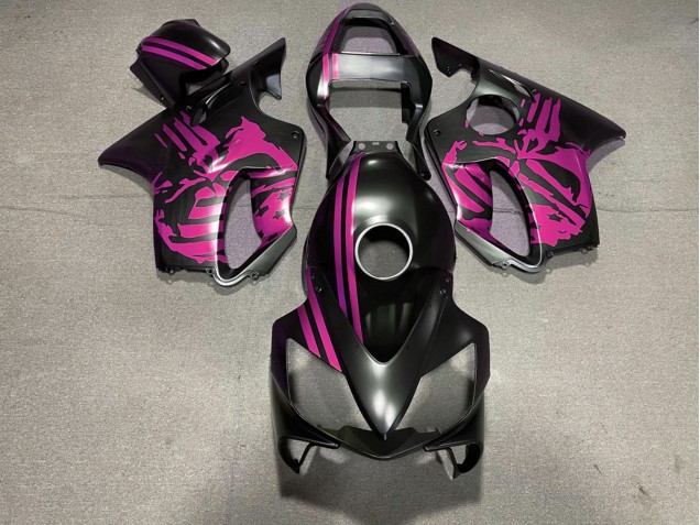 Matte Black & Pink Skull - 2001-2003 Honda CBR600 F4i Matte Black & Pink Skull - 2001-2003 Honda CBR600 F4i