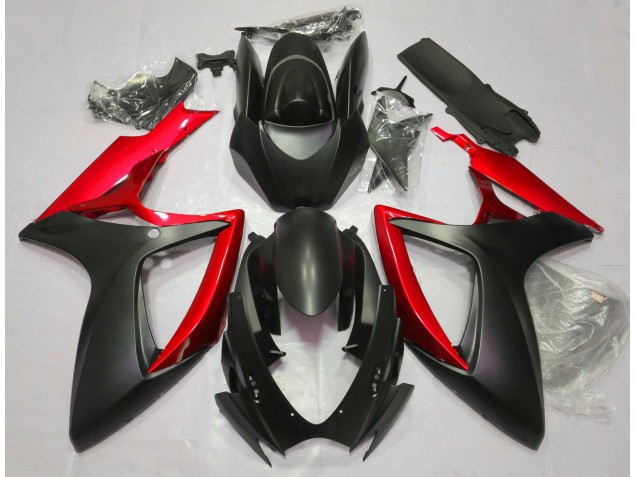 Matte Black & Red - 2006-2007 Suzuki GSXR 600-750 Matte Black & Red - 2006-2007 Suzuki GSXR 600-750