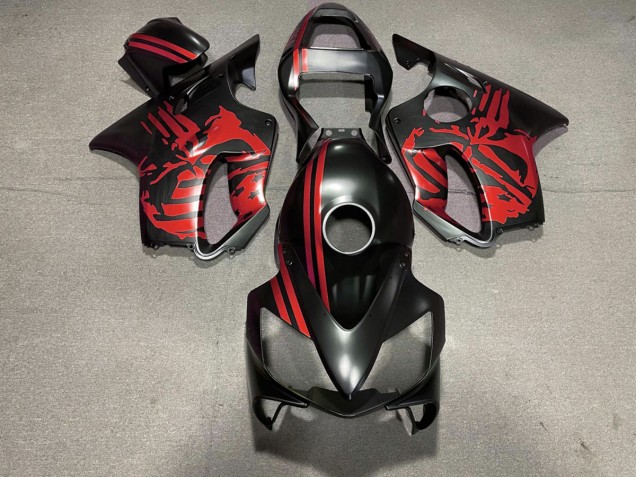 Matte Black & Red Skull - 2001-2003 Honda CBR600 F4i Matte Black & Red Skull - 2001-2003 Honda CBR600 F4i
