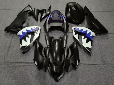 Matte Black and Dark Blue Shark - 2004-2005 Kawasaki ZX10R