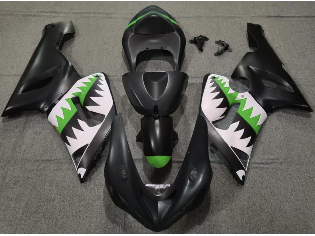 Matte Black and Green Shark - 2005-2006 Kawasaki ZX6R Matte Black and Green Shark - 2005-2006 Kawasaki ZX6R