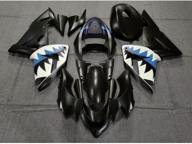 Matte Black and Light Blue Shark - 2004-2005 Kawasaki ZX10R