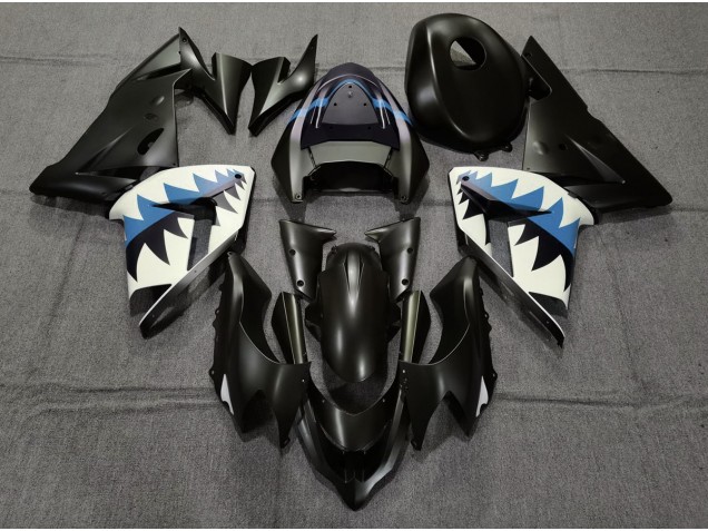 Matte Black and Light Blue Shark - 2004-2005 Kawasaki ZX10R Matte Black and Light Blue Shark - 2004-2005 Kawasaki ZX10R
