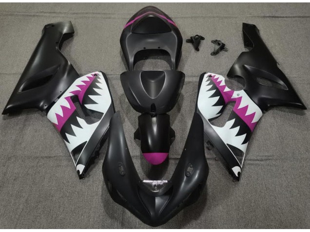 Matte Black and Pink Shark - 2005-2006 Kawasaki ZX6R Matte Black and Pink Shark - 2005-2006 Kawasaki ZX6R