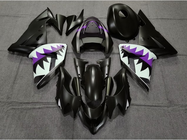 Matte Black and Purple Shark - 2004-2005 Kawasaki ZX10R