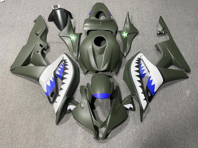 Matte Green & Blue Shark - 2007-2008 Honda CBR600RR Matte Green & Blue Shark - 2007-2008 Honda CBR600RR