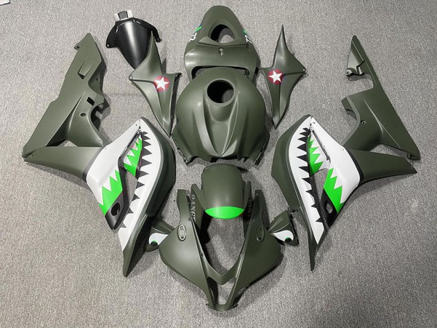 Matte Green & LightGreen Shark - 2007-2008 Honda CBR600RR