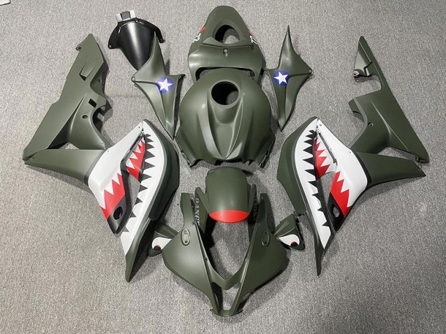 Matte Green & Red Shark - 2007-2008 Honda CBR600RR
