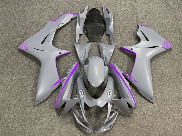 Matte Nardo Grey & Purple Accents - 2011-2024 Suzuki GSXR 600-750 Matte Nardo Grey & Purple Accents - 2011-2024 Suzuki GSXR 600-750