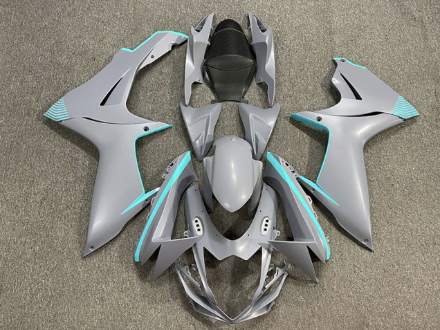 Matte Nardo Grey & Teal Accents - 2011-2024 Suzuki GSXR 600-750 Matte Nardo Grey & Teal Accents - 2011-2024 Suzuki GSXR 600-750