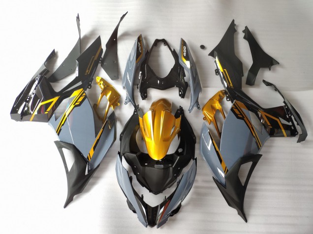 Nardo Grey & Gold - 2018-2023 Kawasaki Ninja 400 Nardo Grey & Gold - 2018-2023 Kawasaki Ninja 400