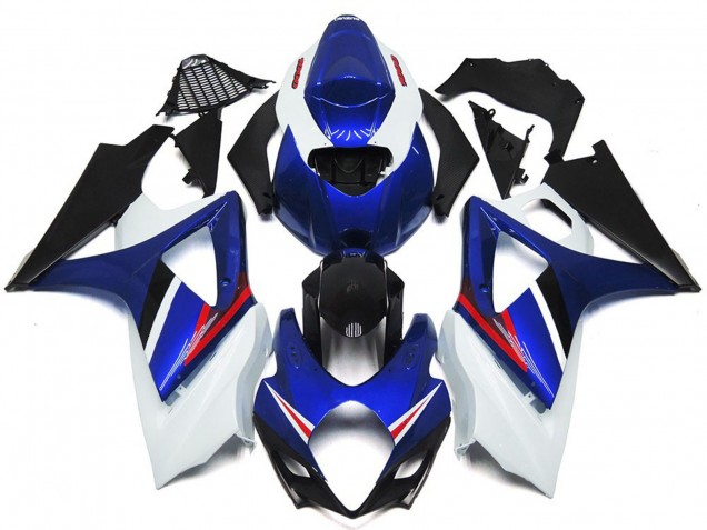 OEM Style Gloss Blue and White Red - 2007-2008 Suzuki GSXR 1000 OEM Style Gloss Blue and White Red - 2007-2008 Suzuki GSXR 1000