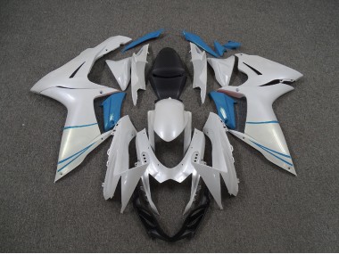 Pearl White and Light Blue - 2011-2024 Suzuki GSXR 600-750