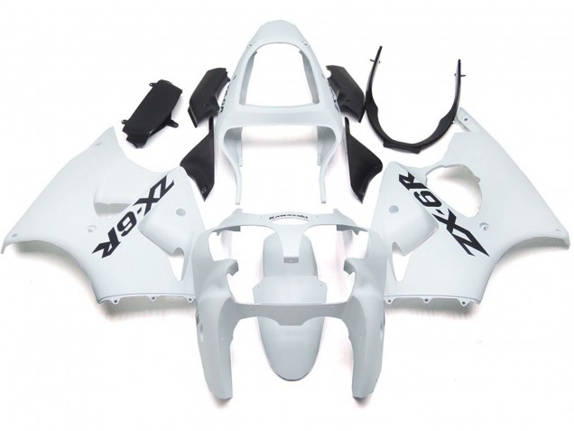 Plain Gloss White With Logo - 2000-2002 Kawasaki ZX6R