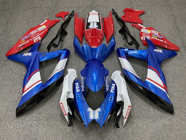 Red Blue and White Gloss Custom Style - 2008-2010 Suzuki GSXR 600-750 Red Blue and White Gloss Custom Style - 2008-2010 Suzuki GSXR 600-750