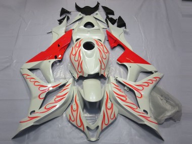 Red Flame on White - 2007-2008 Honda CBR600RR