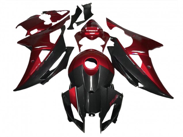 Red w Carbon Fiber Style - 2008-2016 Yamaha R6 Red w Carbon Fiber Style - 2008-2016 Yamaha R6
