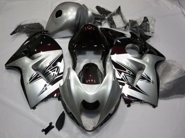 Silver and Dark Red - 1997-2007 Suzuki GSXR 1300 Hayabusa Silver and Dark Red - 1997-2007 Suzuki GSXR 1300 Hayabusa