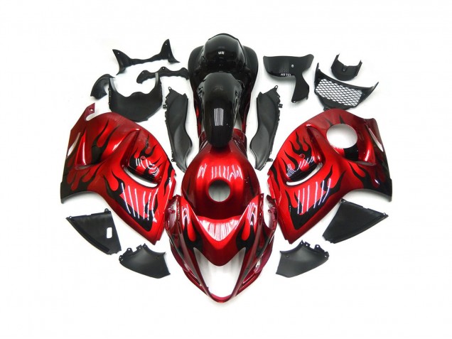 Vibrant Red with Black Flames - 2008-2020 Suzuki GSXR 1300 Hayabusa Vibrant Red with Black Flames - 2008-2020 Suzuki GSXR 1300 Hayabusa
