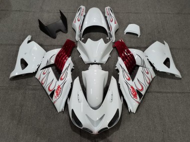 White Red Flame - 2006-2011 Kawasaki ZX14R