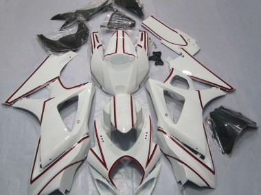 White with Red Pin Stripe - 2007-2008 Suzuki GSXR 1000