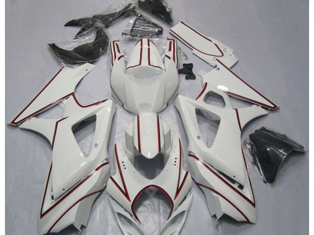 White with Red Pin Stripe - 2007-2008 Suzuki GSXR 1000 White with Red Pin Stripe - 2007-2008 Suzuki GSXR 1000